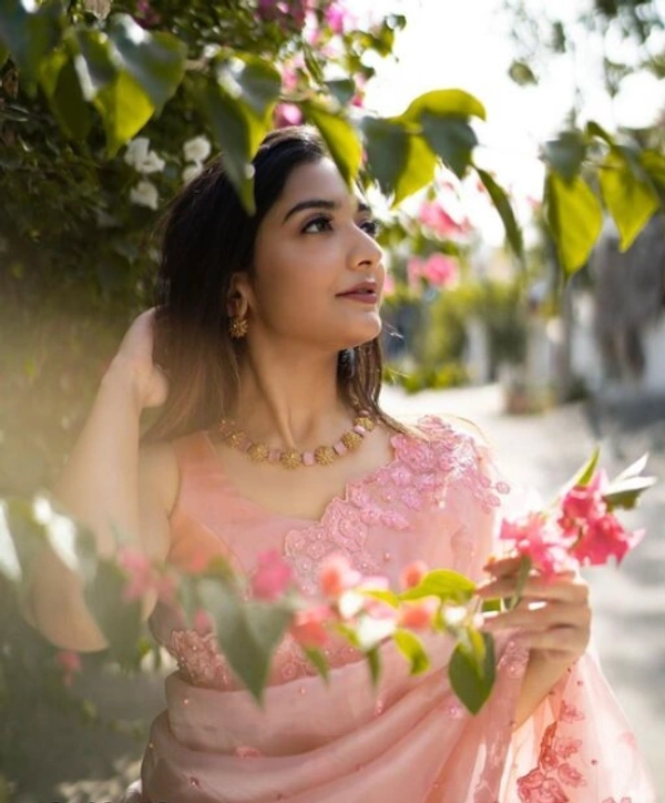 AAKARSHA Fabulous Heavy Organza Silk Embroidered Work Pink Sarees With Separate Blouse Piece - Free Size, Pink, Organza, Pack of 1